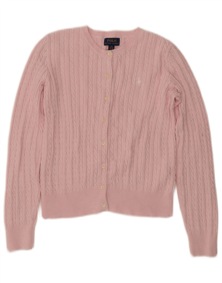 POLO RALPH LAUREN Pull Cardigan Fille 12-13 Ans Grand Rose
