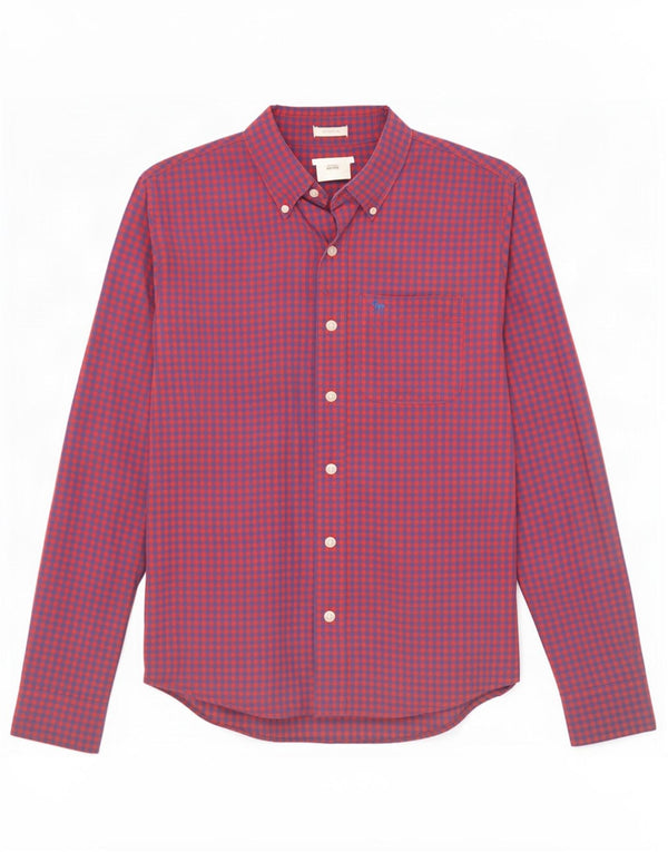 Abercrombie & Fitch Chemise musclée pour homme Petit coton vichy rouge