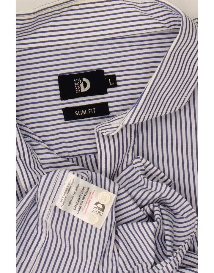 Dack's Chemise cintrée pour homme en coton à fines rayures bleues