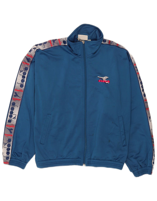 Diadora Veste de survêtement graphique pour hommes UK 32 2XS Bleu Colorblock