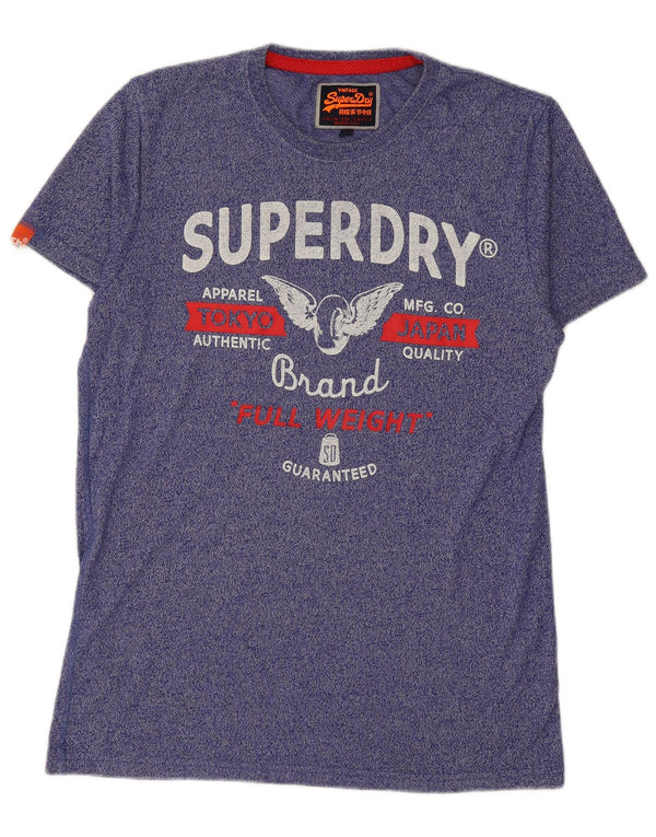 SUPERDRY Homme T-Shirt Graphique Haut Large Bleu Moucheté Coton