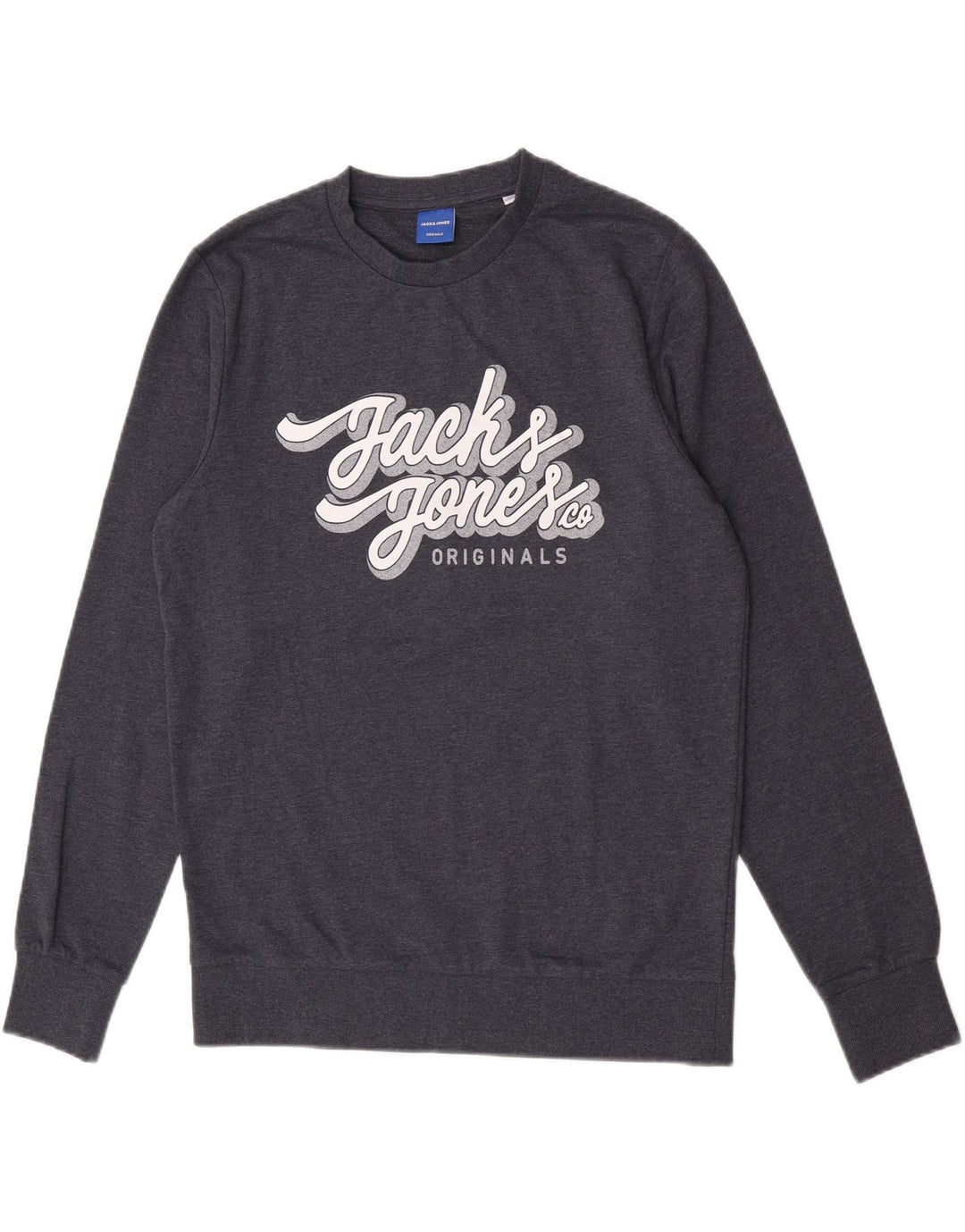 Jack & Jones Sweat-Shirt Graphique en Coton Chiné Bleu Moyen Homme