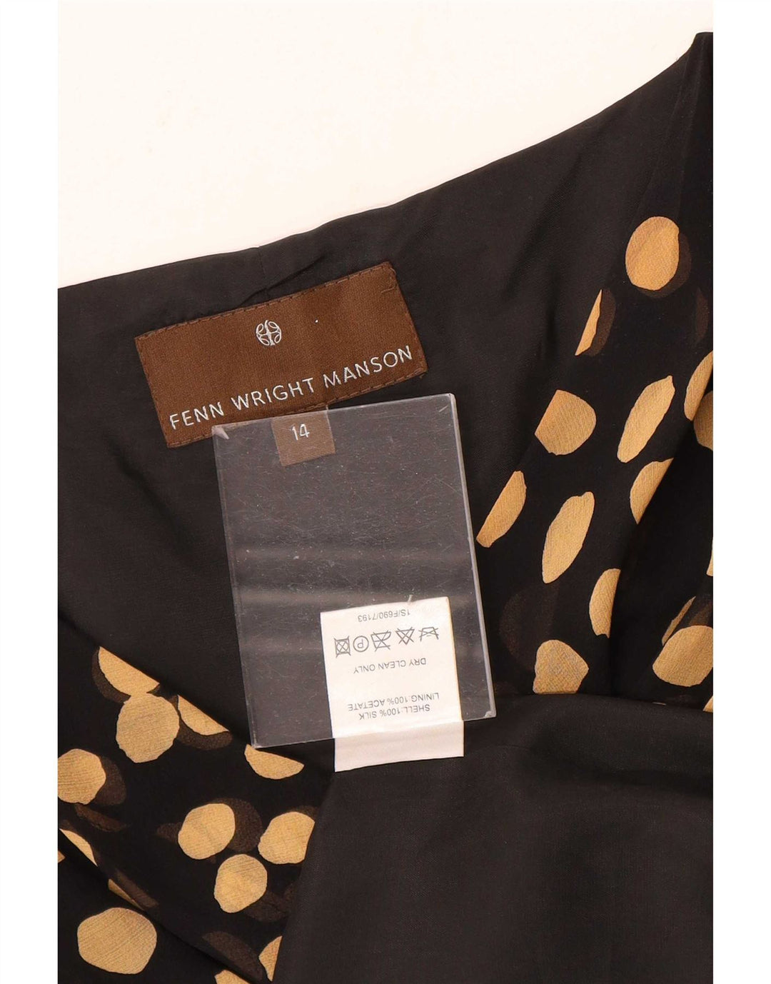 Fenn Wright Manson Robe trapèze pour femme UK 14 Grande soie à pois noirs