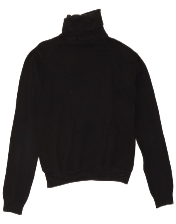 Zara Pull court à col roulé pour femme UK 12 en coton noir moyen