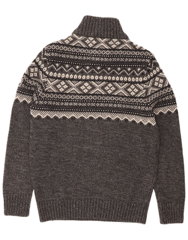 Superdry Pull col zippé XL Gris Fair Isle Acrylique Homme