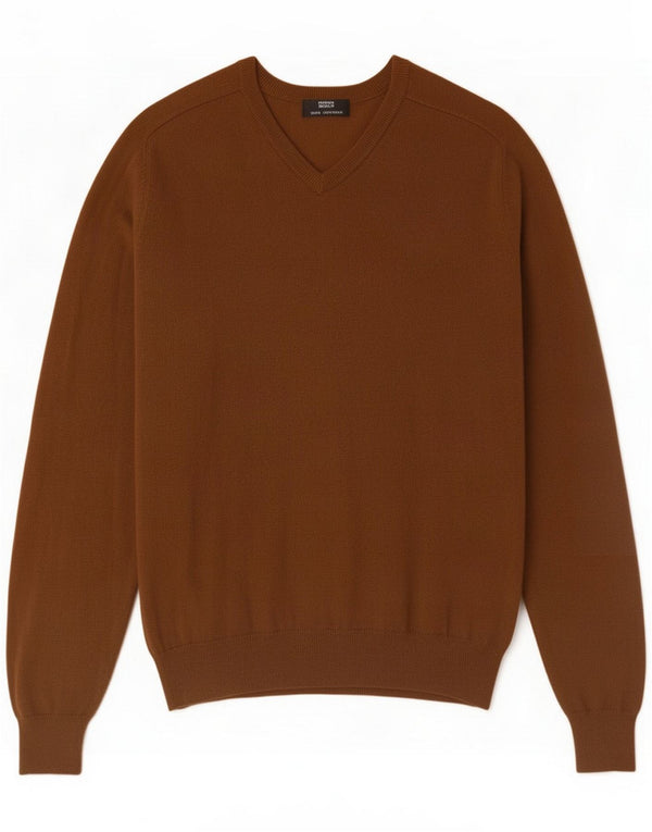 Marks & Spencer Pull col V pour homme en cachemire marron moyen