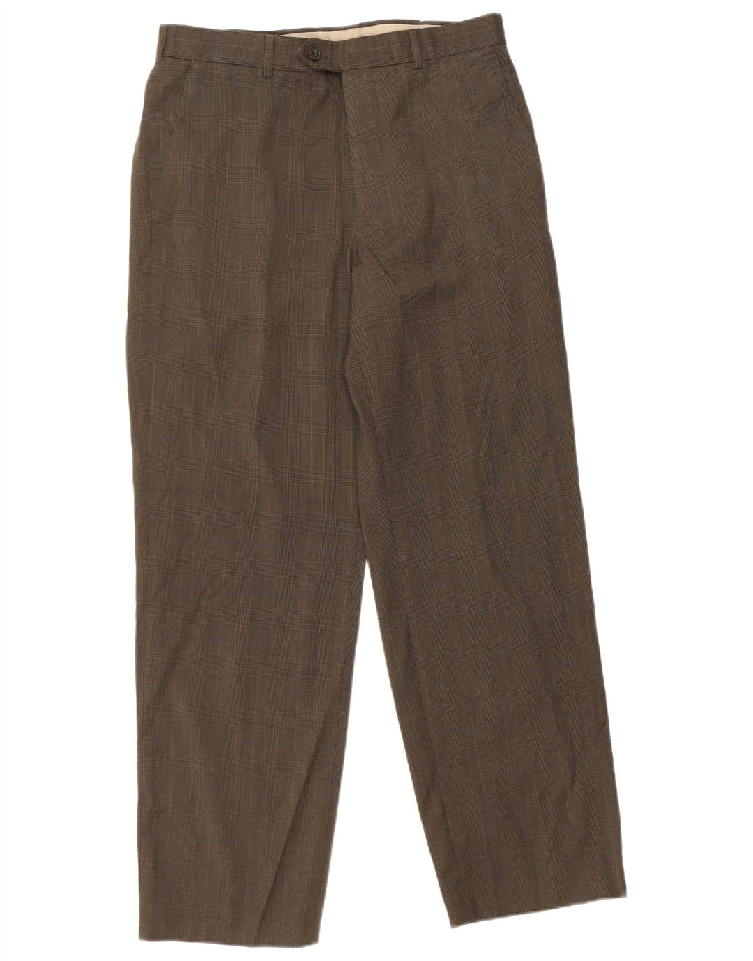 Marks & Spencer Pantalon de costume droit pour homme W32 L29 Marron pied-de-poule