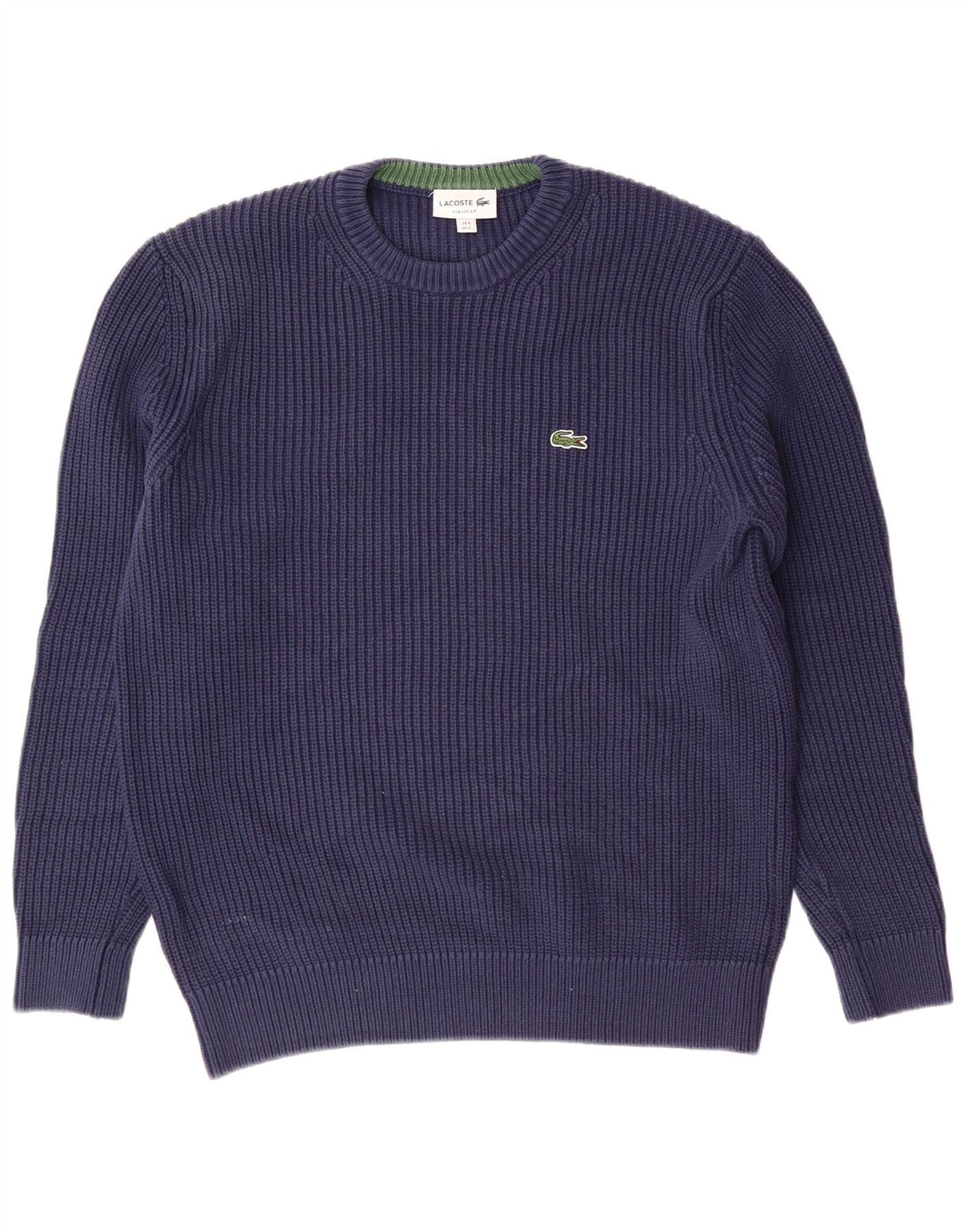 LACOSTE Hommes Classic Fit Crew Neck Jumper Pull Taille 5 Grand Bleu Marine