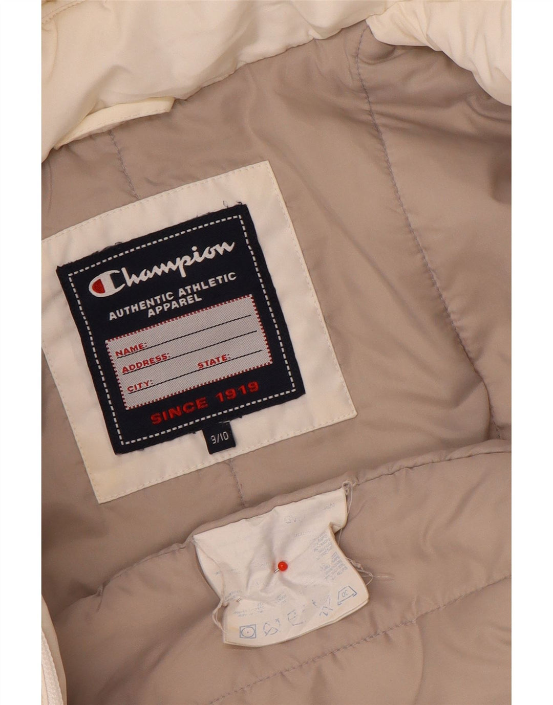 Champion Manteau rembourré à capuche pour fille 9-10 ans Blanc Polyester