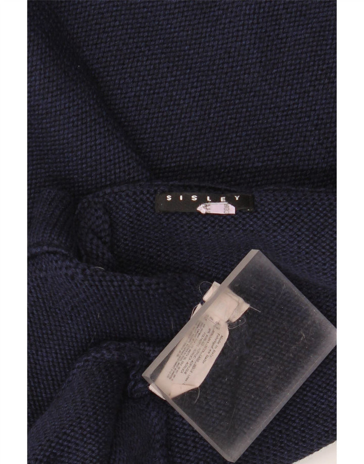 SISLEY Pull Col V Homme Large Bleu Marine Laine