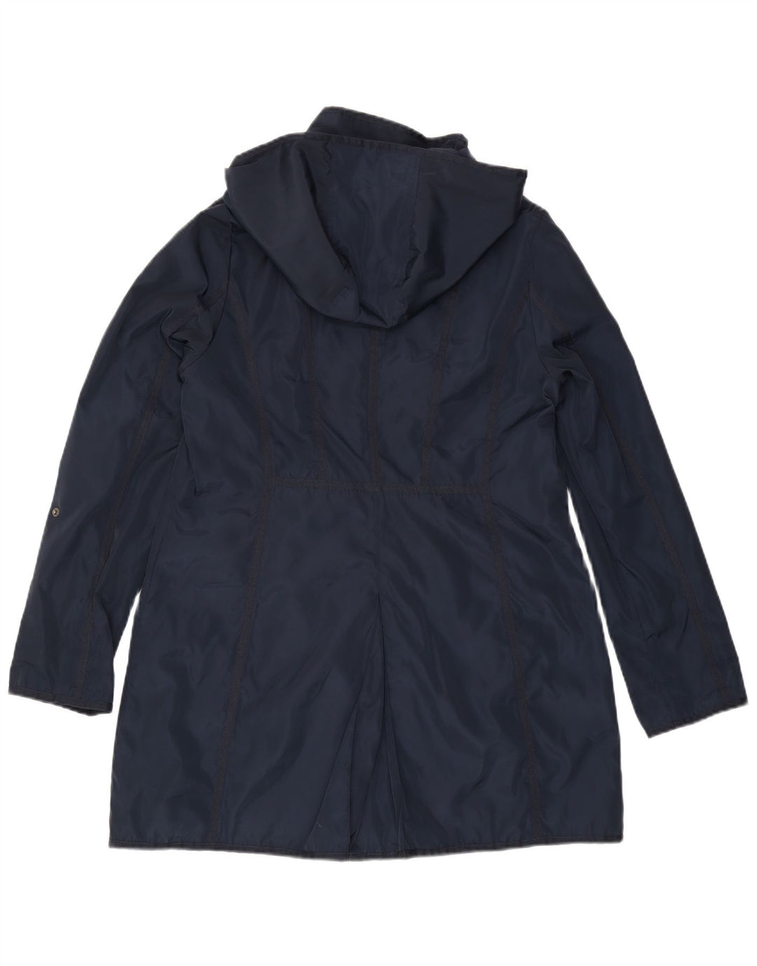 DKNY Manteau coupe-vent à capuche pour femme UK 16 Large Bleu marine Polyester