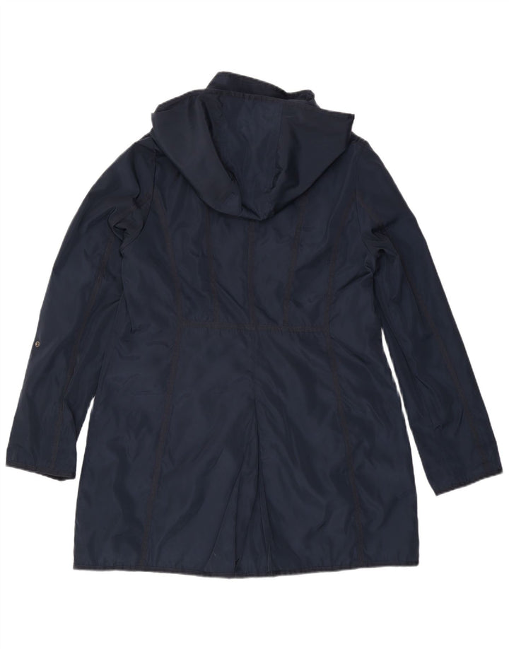 DKNY Manteau coupe-vent à capuche pour femme UK 16 Large Bleu marine Polyester