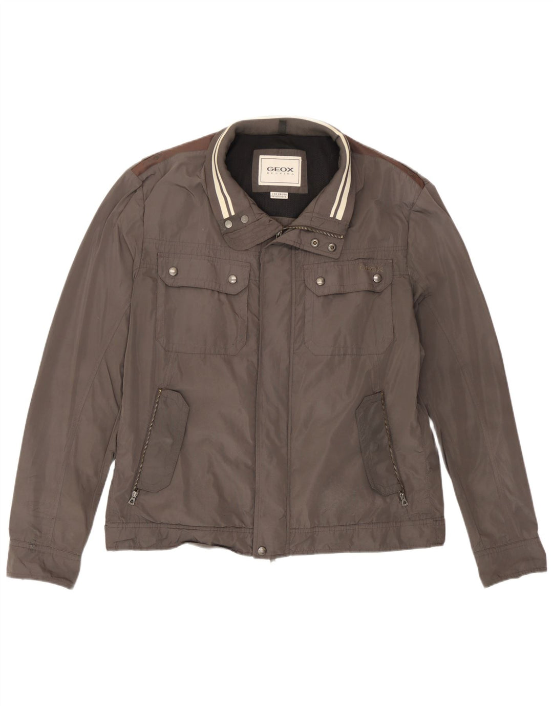 Geox Veste Bomber Homme UK 46 3XL Gris Polyester