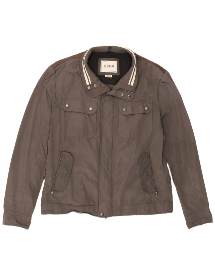 Geox Veste Bomber Homme UK 46 3XL Gris Polyester
