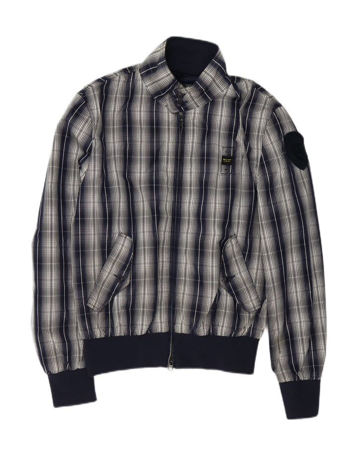 Blauer Veste Bomber Homme UK 42 XL Bleu Marine à Carreaux Polyester