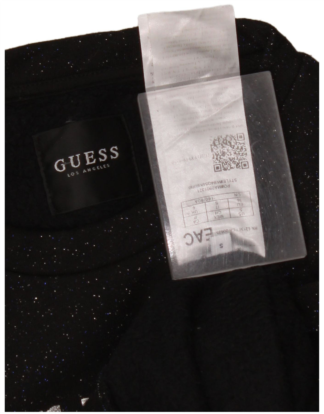 GUESS Sweat-shirt court surdimensionné pour femme UK 10 Petit noir moucheté