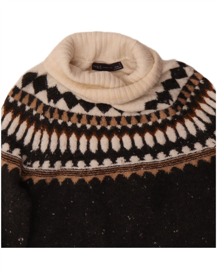 Marks & Spencer Pull col roulé pour femme UK 10 Petit Gris Fair Isle