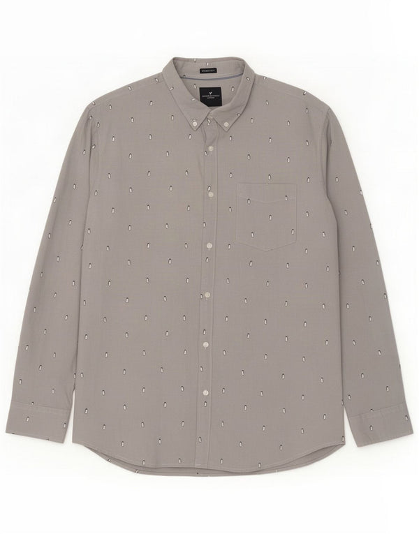 Chemise homme American Eagle 2XL Coton imprimé animal gris