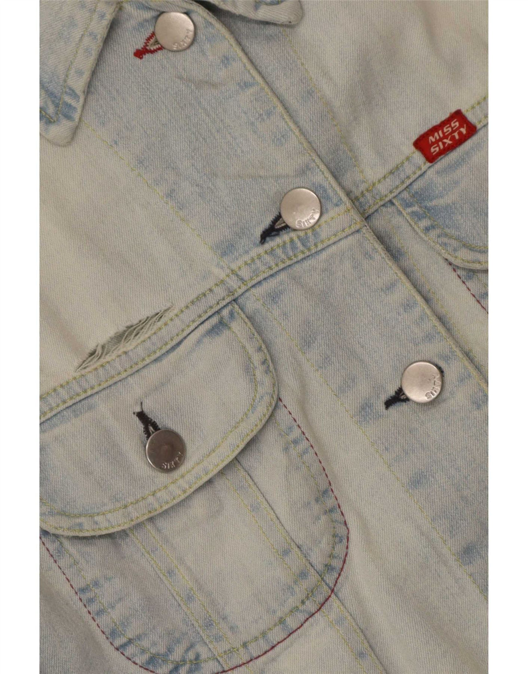 Miss Sixty Veste en jean courte pour femme UK 14 Grand coton bleu