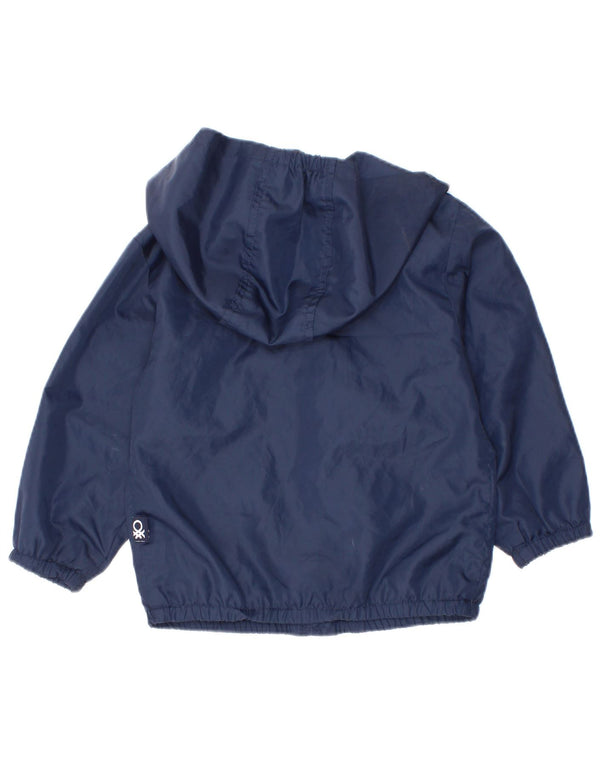 Benetton Veste de Pluie à Capuche Bébé Garçon 18-24 Mois Bleu Marine Polyester