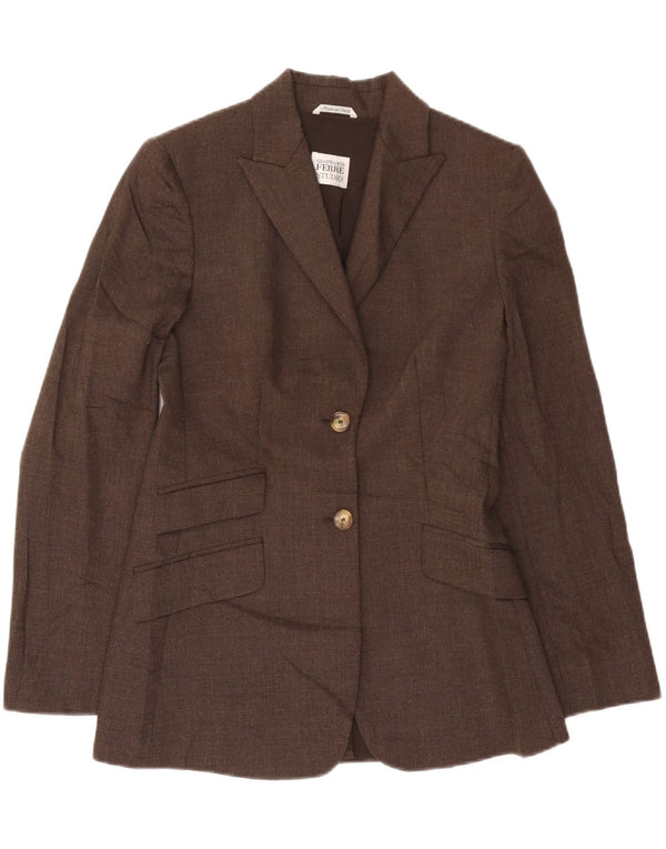 Gianfranco Ferre Veste Blazer 2 Boutons Femme UK 12 Laine Marron Moyen