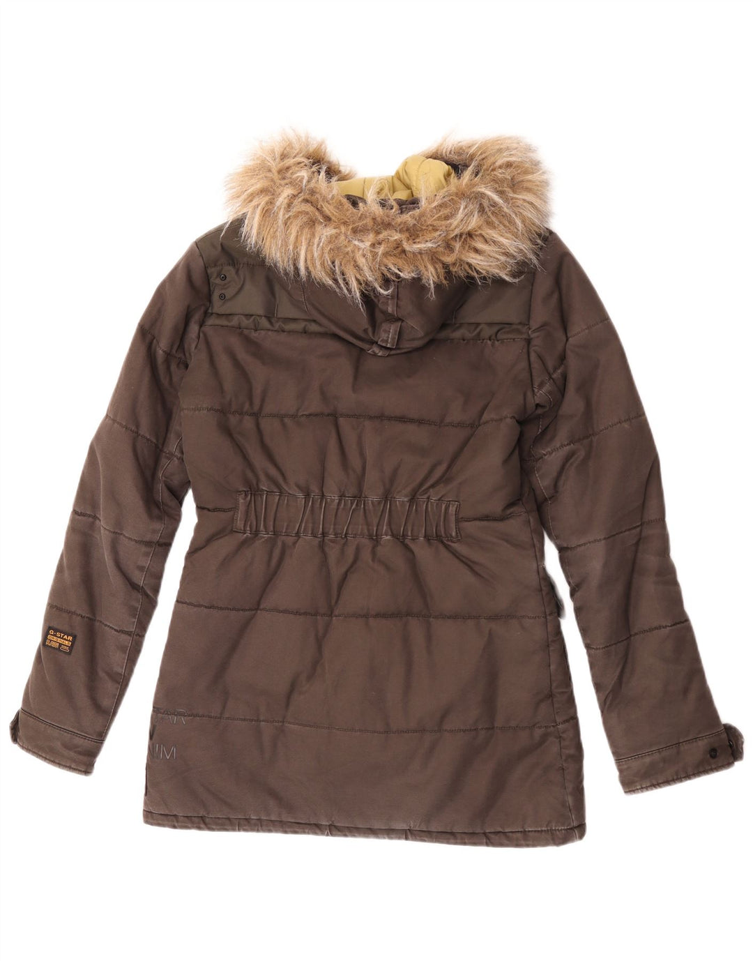 G-Star Veste rembourrée à capuche pour femme UK 14 Coton marron moyen