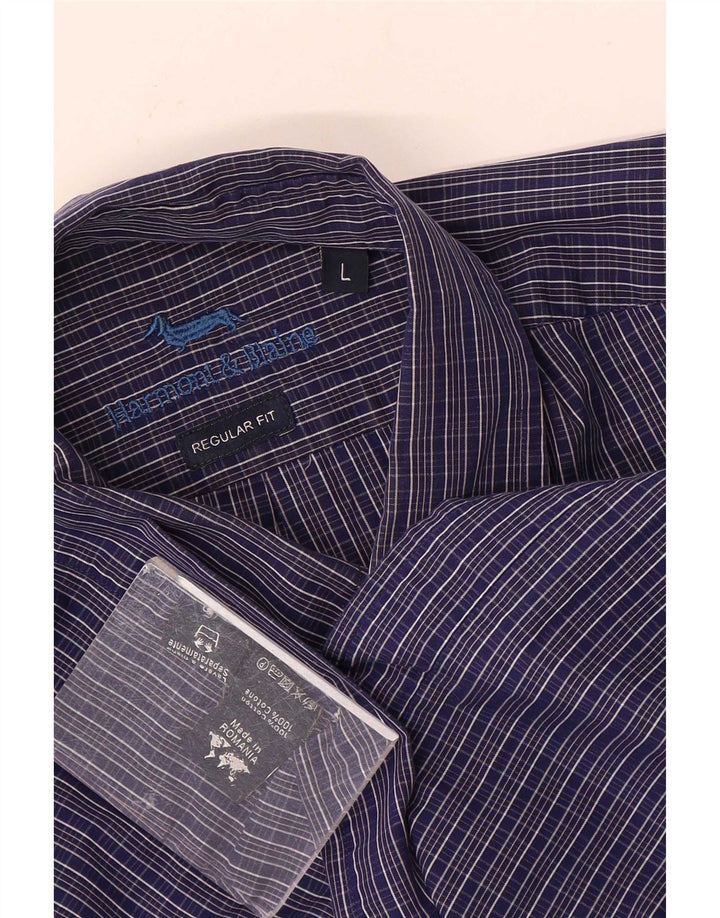 Harmont & Blaine Chemise Regular Fit Homme en Coton à Carreaux Bleu Large