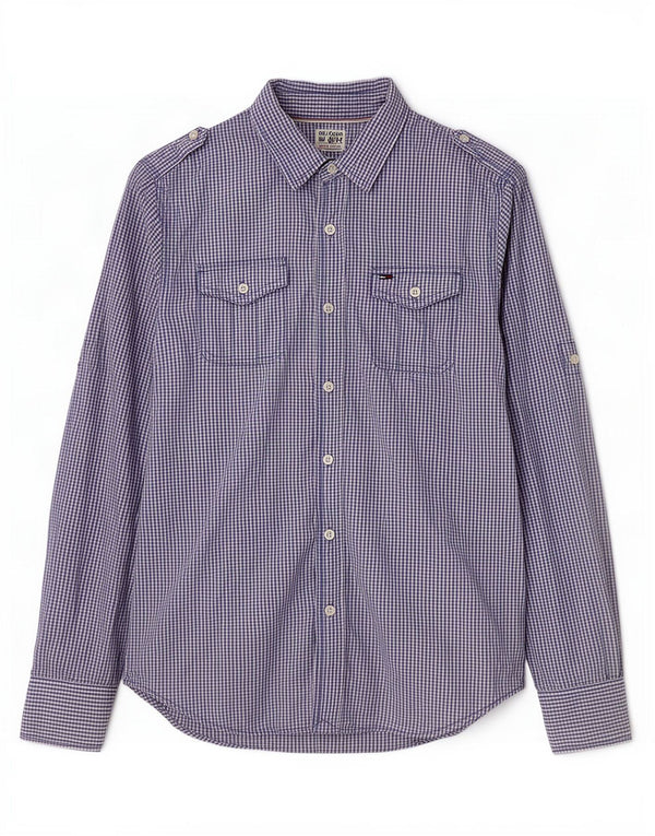 Tommy Hilfiger Chemise militaire homme petit coton vichy bleu