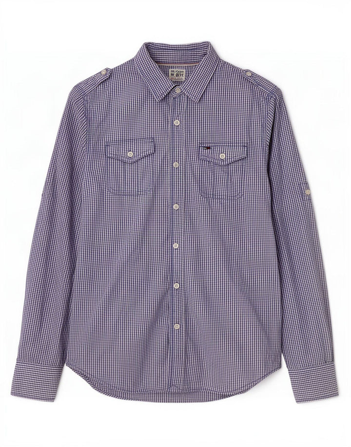 Tommy Hilfiger Chemise militaire homme petit coton vichy bleu