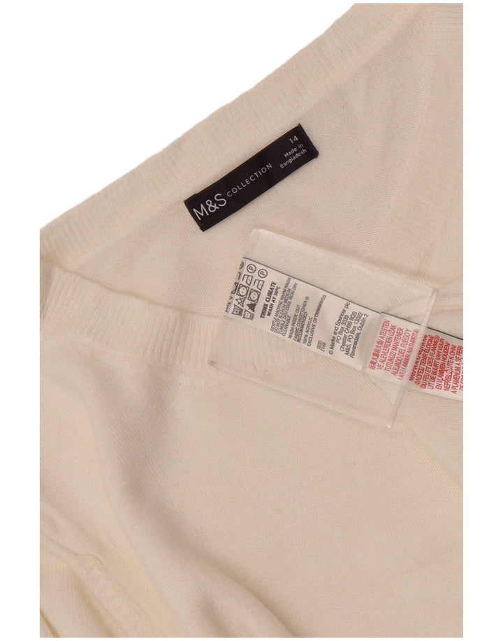 Marks & Spencer Pull col bateau pour femme UK 14 Acrylique blanc moyen