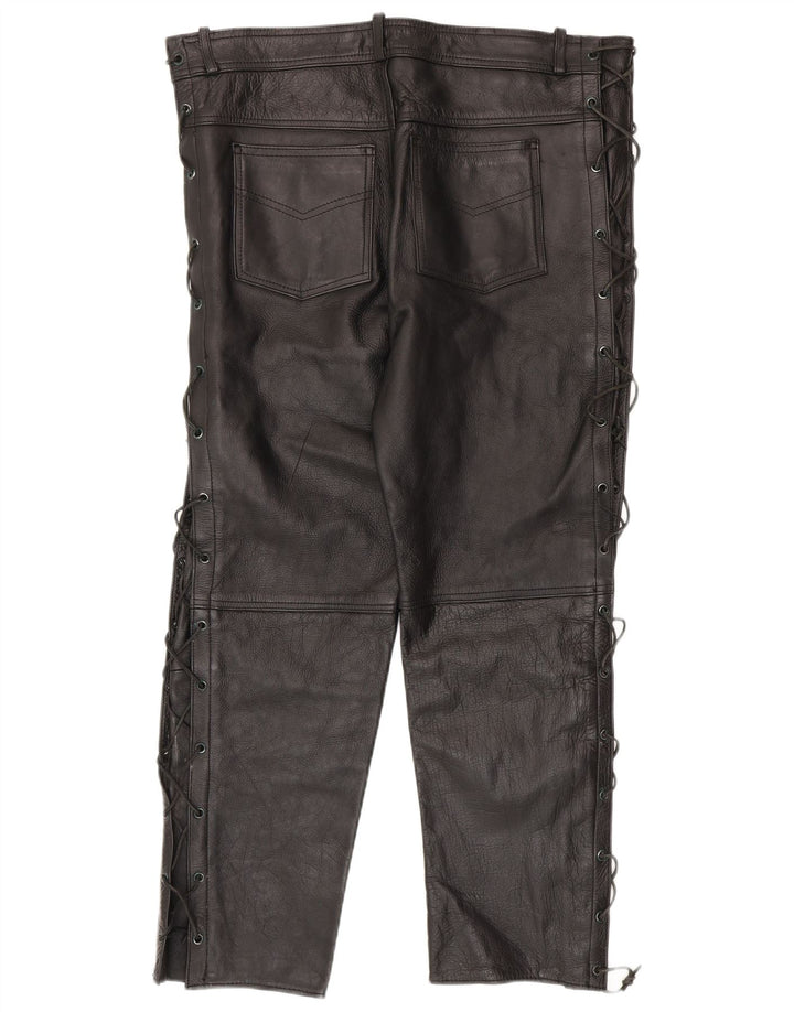 American Eagle Pantalon en cuir slim pour homme W36 L30 Cuir noir