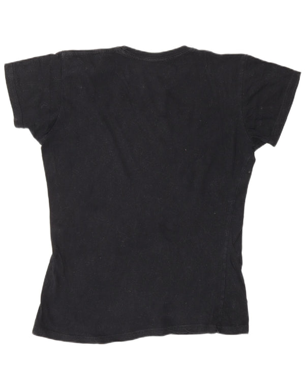 HARD ROCK CAFE Womens Prague Graphic T-Shirt Top UK 16 Large Black Cotton