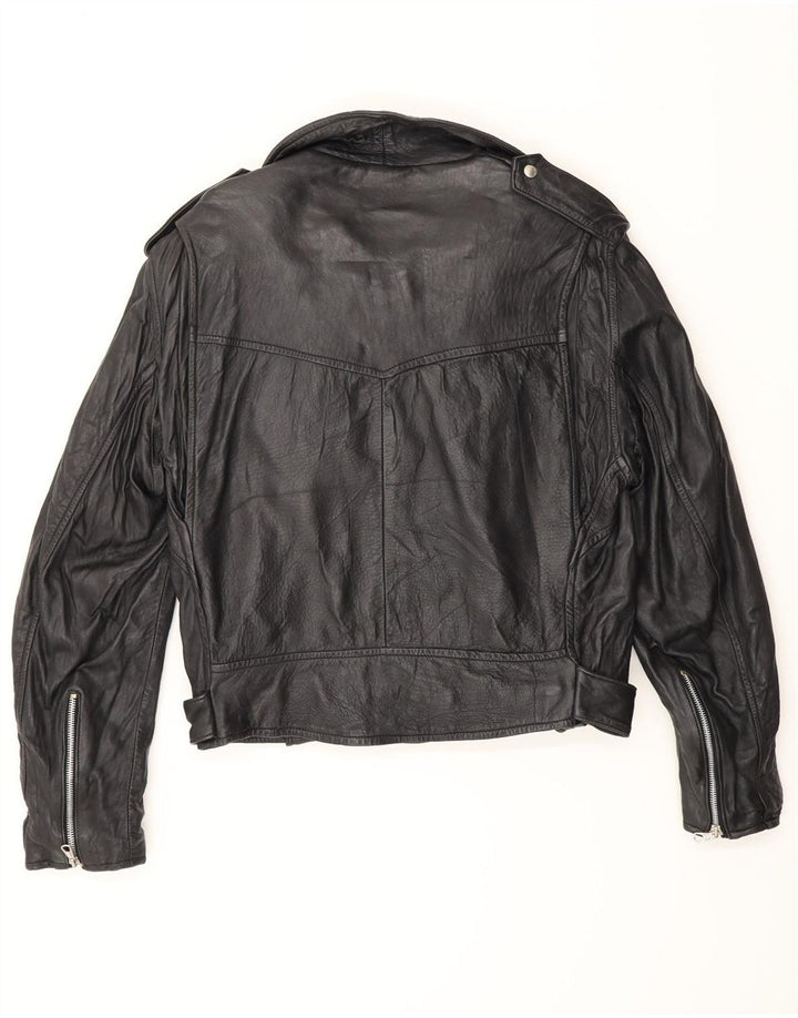 Vintage Veste de motard en cuir pour homme UK 38 Medium Noir
