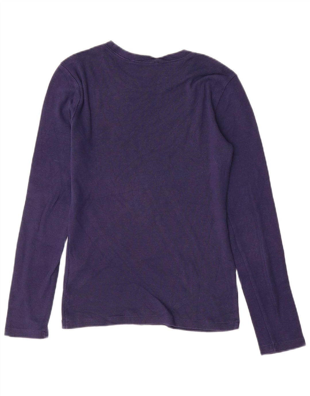 RALPH LAUREN Haut Femme Manches Longues UK 10 Petit Bleu Marine Coton