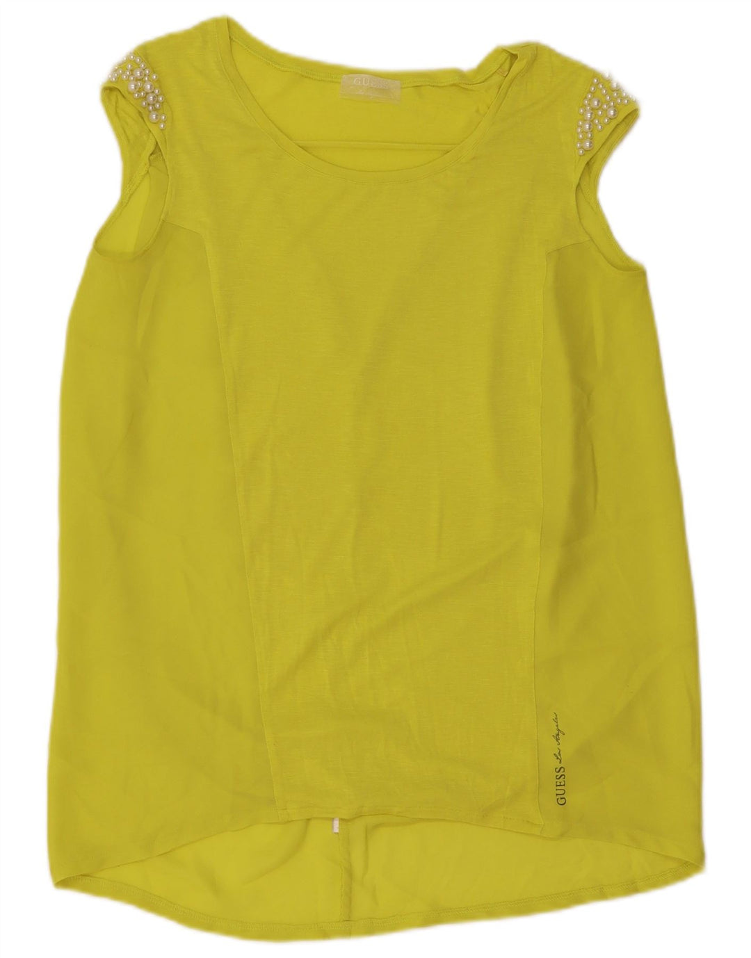 Guess Robe tunique sans manches pour femme UK 44 Jaune moyen