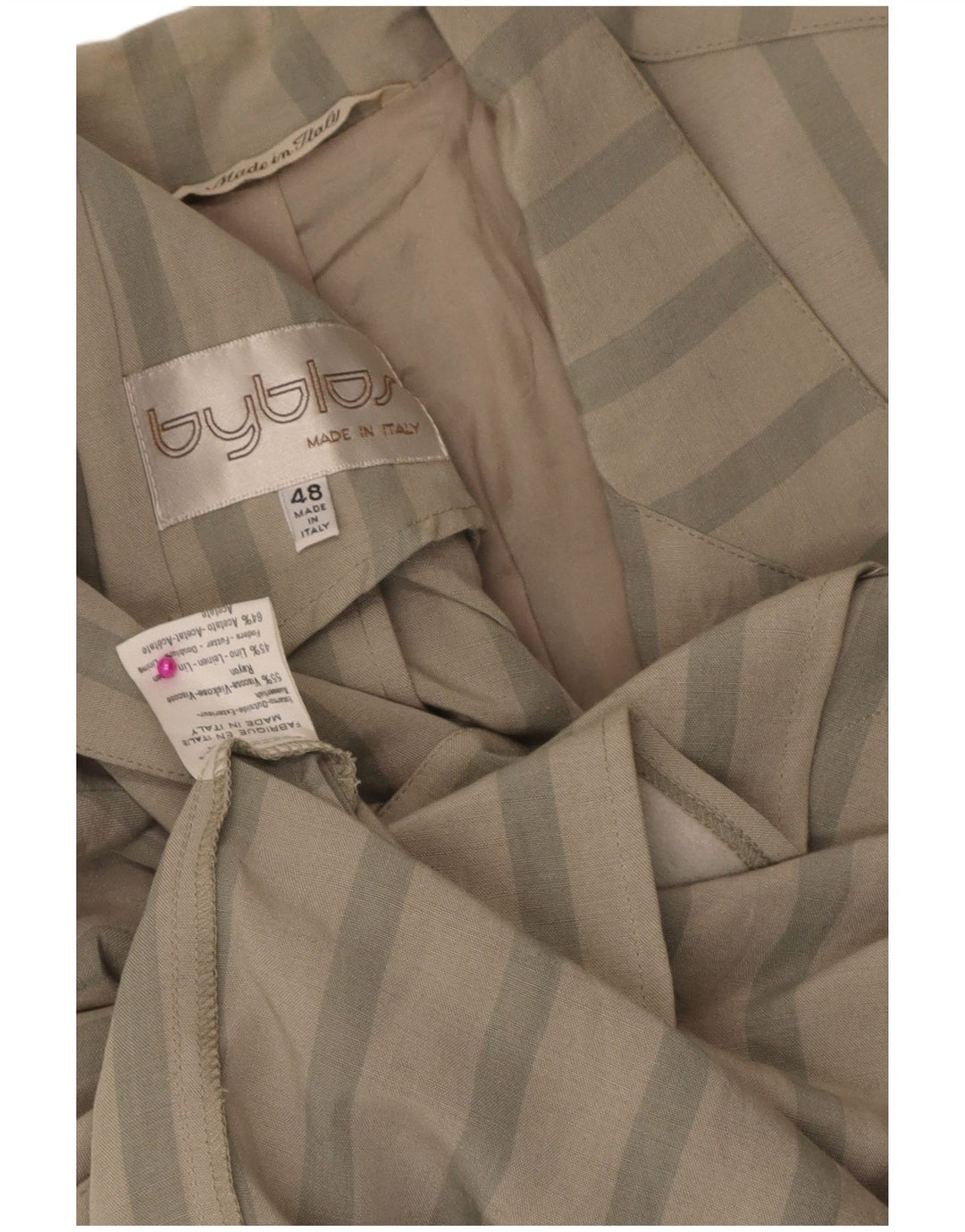 Byblos Veste Blazer 2 Boutons Homme IT 48 Viscose Rayée Gris Moyen