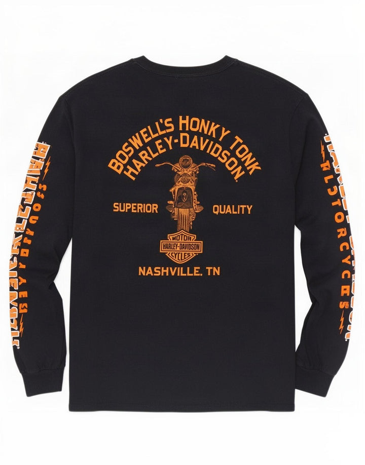 Harley Davidson Haut graphique à manches longues pour homme en coton noir