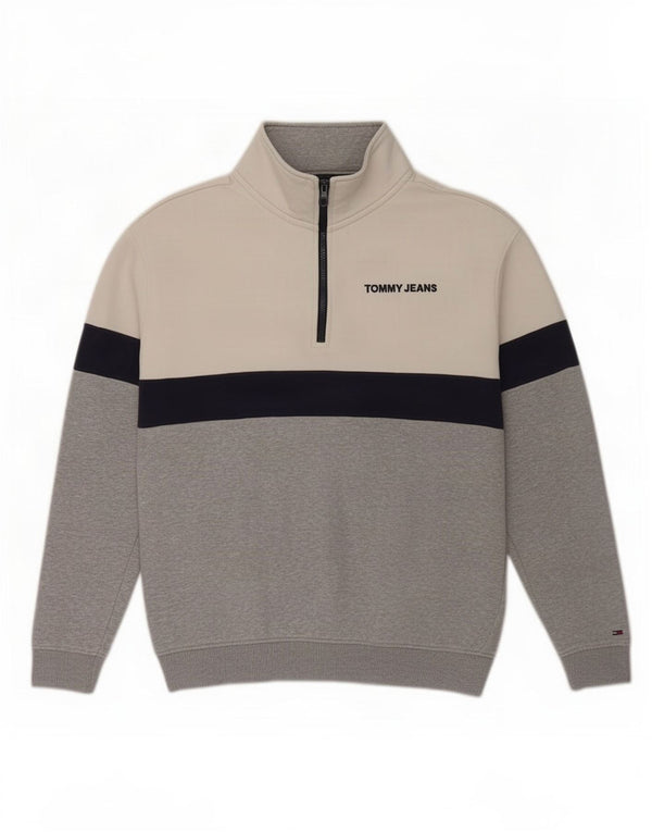Tommy Hilfiger Sweat-shirt coupe décontractée pour homme Blanc moyen Colourblock