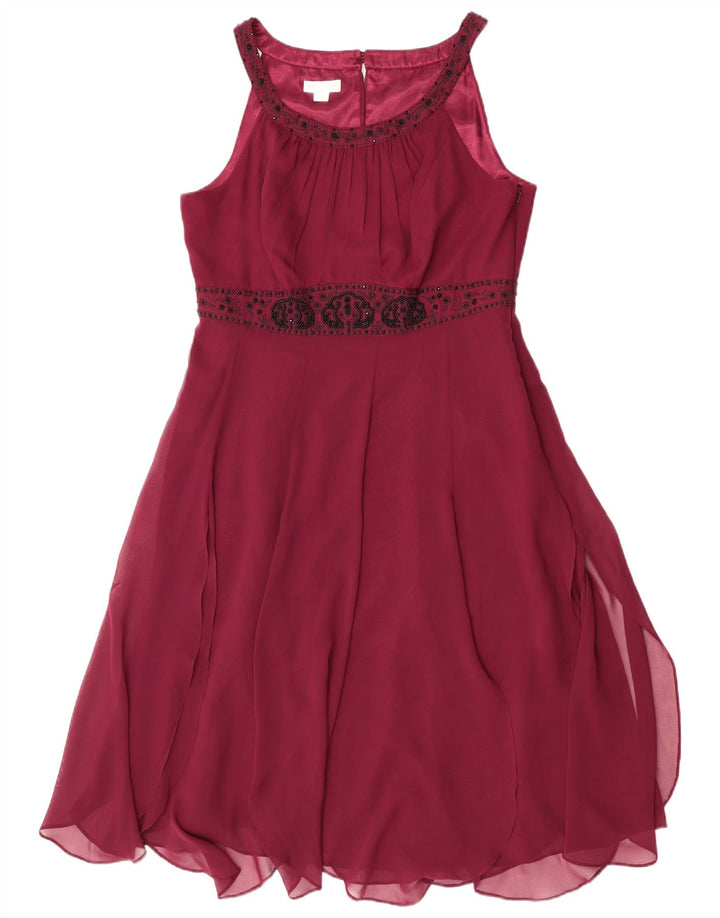 Monsoon Robe trapèze sans manches pour femme UK 46 Large Marron Polyester