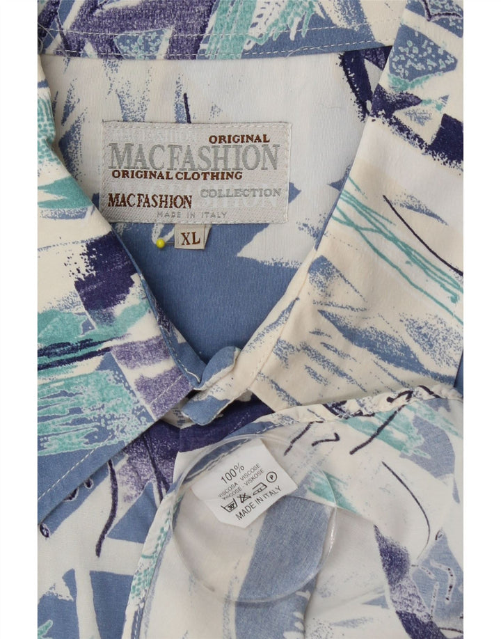 MAC FASHION Chemise à Manches Courtes Homme Motif Abstrait XL Bleu Viscose
