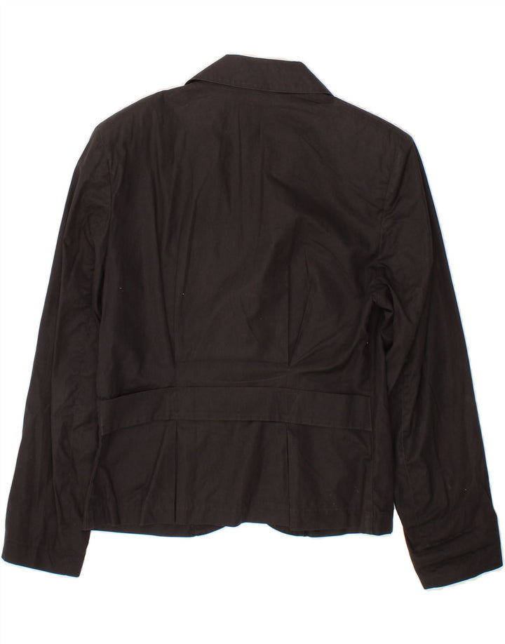 SISLEY Womens 2 Button Blazer Jacket UK 14 Medium Black Cotton Vintage Sisley and Second-Hand Sisley from Messina Hembry 