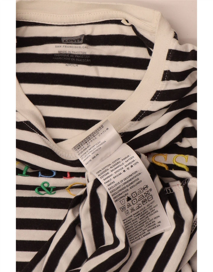 Levi's Haut court graphique à manches longues pour femme UK 10 Petit rayé blanc
