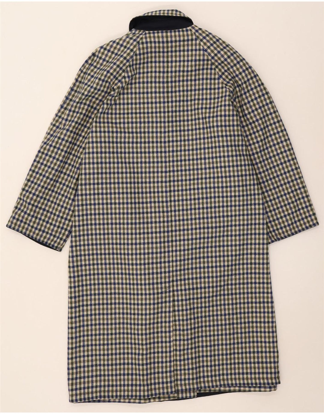 vintage Femme Réversible Pardessus IT 42 Moyen Bleu Marine Polyester