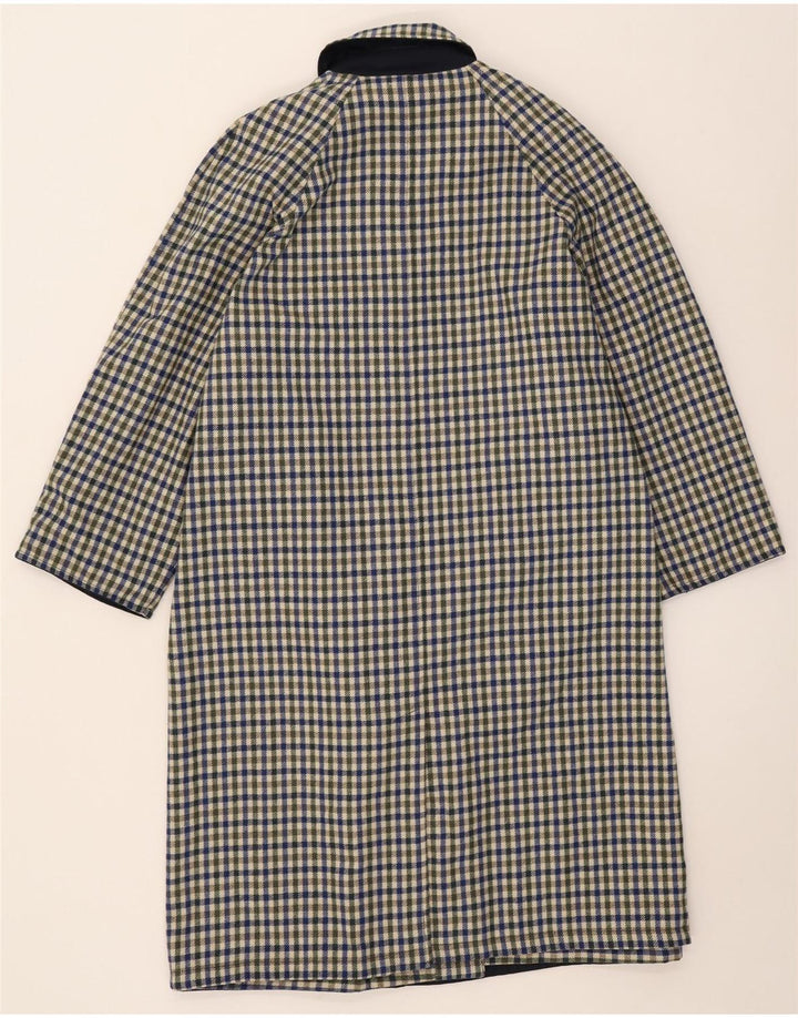 vintage Femme Réversible Pardessus IT 42 Moyen Bleu Marine Polyester