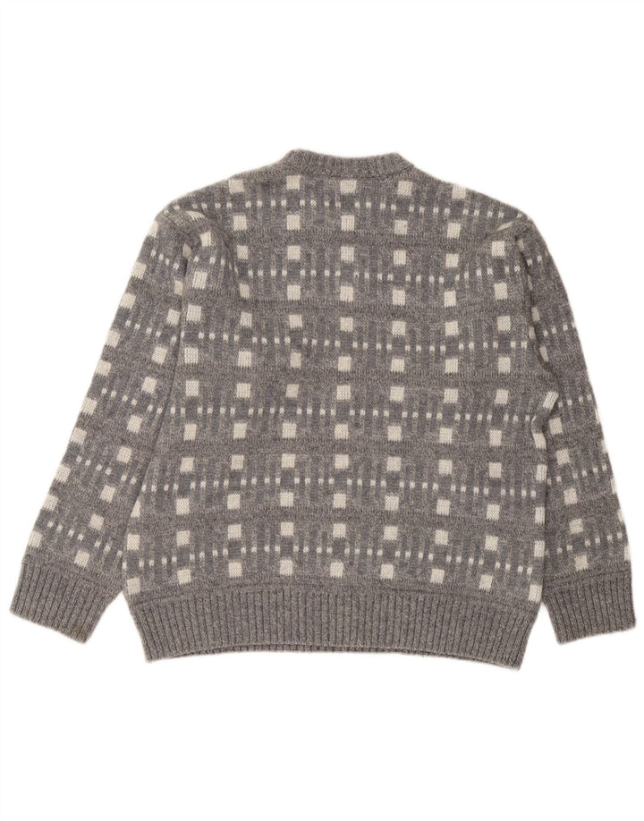 Rasica Pull à col rond pour homme, grand gris géométrique