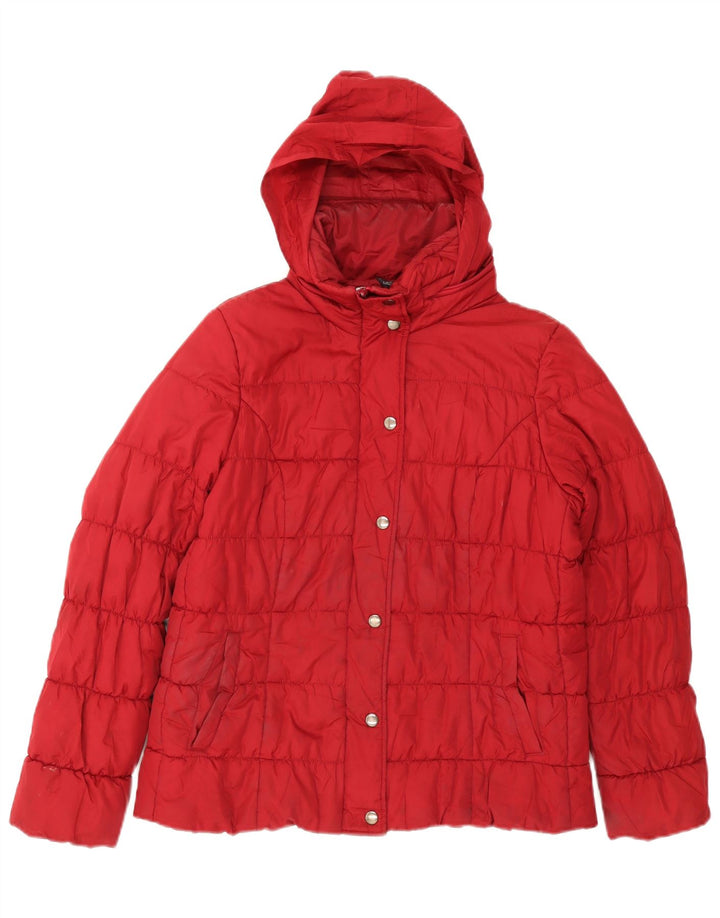 Marks & Spencer Veste matelassée à capuche pour femme UK 14 Rouge moyen Polyester