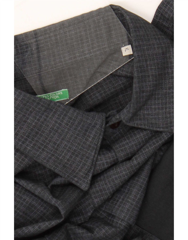 Benetton Chemise Homme XL Bleu Marine Vichy