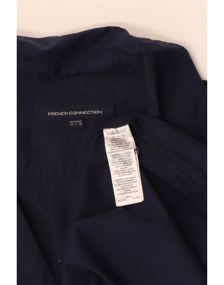 French Connection Chemise Pull Femme UK 14 Large Bleu Marine Coton