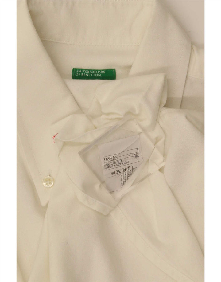 Benetton Chemise Homme Large Blanc Coton