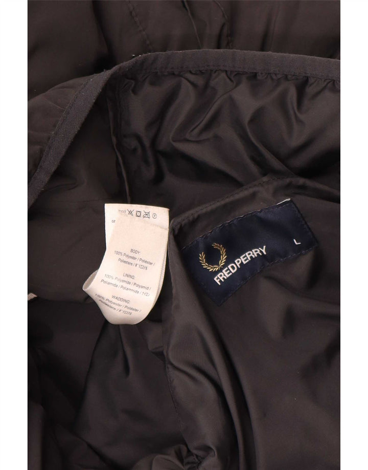 Fred Perry Veste matelassée à capuche pour homme UK 40 Large Noir Polyester